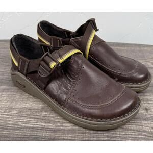 Chaco Mary Jane Leather Shoes Brown Vibram Sole Women’s 8.5 Adjustable Strap